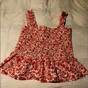 Cute red and cream floral top!